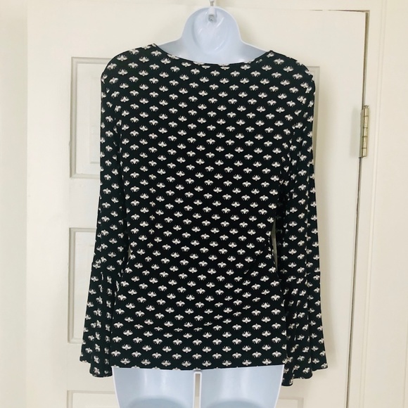 Adrianna Papell Printed Knit Bell Sleeve Top - Picture 6 of 7